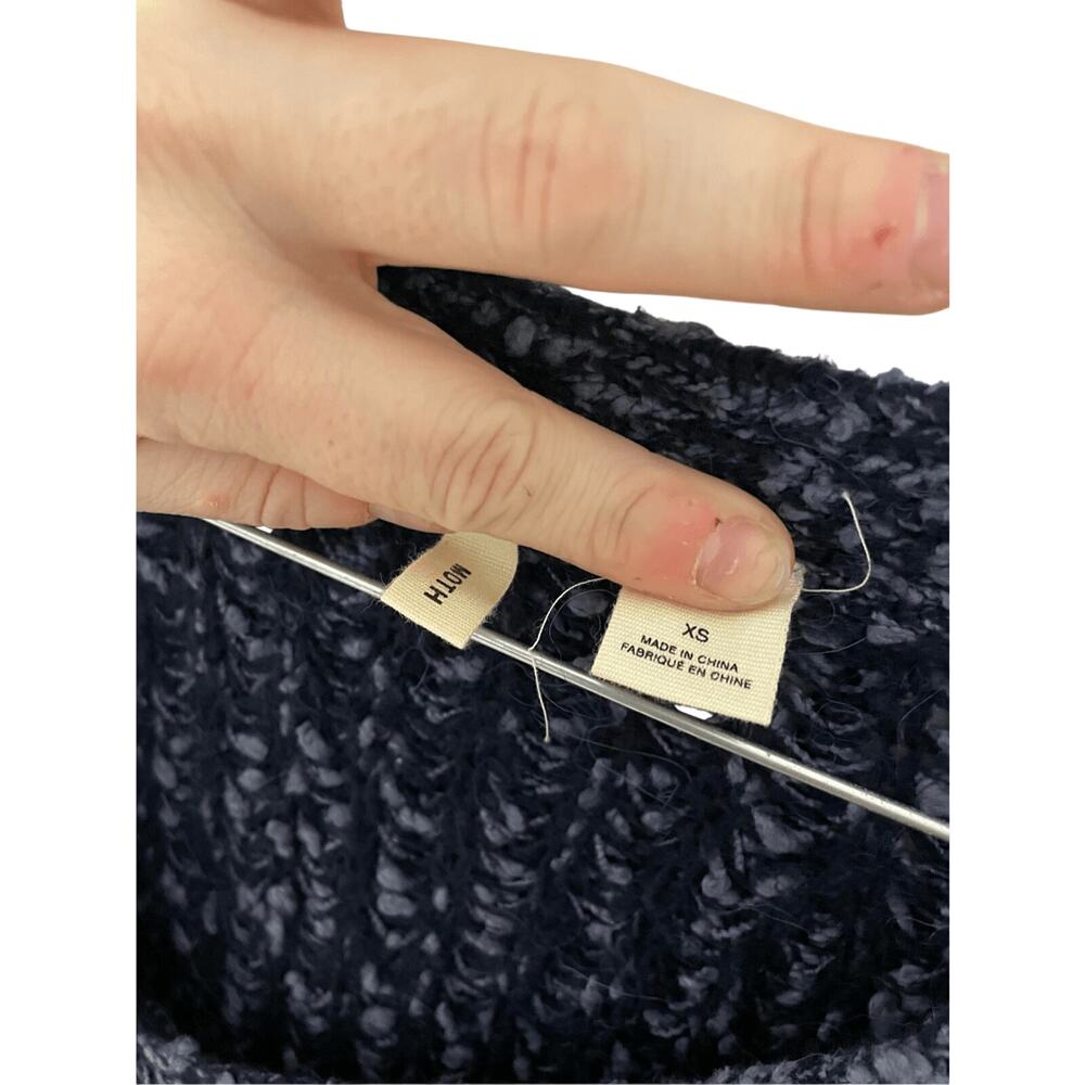 Moth Anthropologie Women's XS Navy Wool Sweater Cozy Coastal Grandma Nomadic - Picture 6 of 6